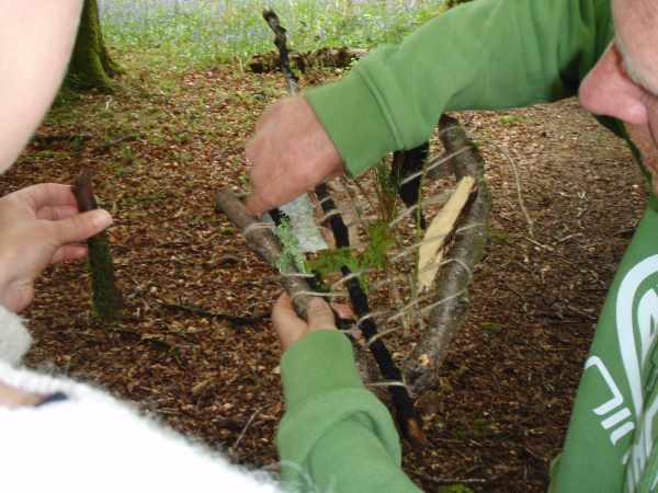 Journey stick nature weaving at Carstramon Wood. One of many creative activities from Freelance Ranger